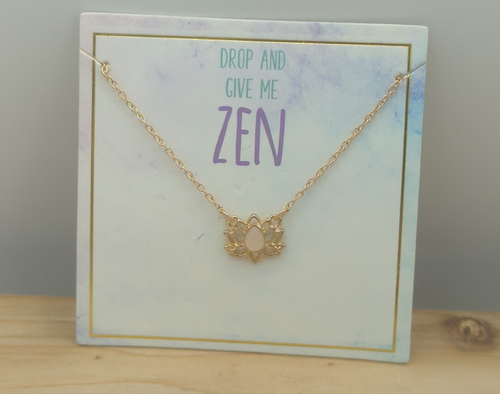 Francesca's Drop & Give Me Zen Gold Plated Lotus Flower Necklace - Picture 3 of 4