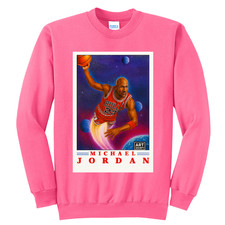 NEW Art Society MJ CARD BLAST OFF NEON PINK Crew Sweater SM-4XLARGE MADE IN USA