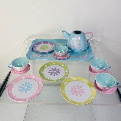 RARE Claire's 14 Piece Bunny Easter Mini Tea Party Set Pastel