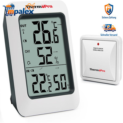 ThermoPro TP60C Funk Thermo-Hygrometer mit Funk-Außensensor bis 150m