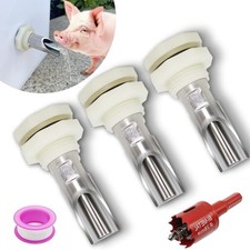 3 PCS Pig Nipple Waterer for Barrel Kit Automatic Pig Waterer System 1/2 Inch St