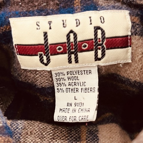 Studio Jab Plaid Men's Wool Mix Button Down Collared Long Sleeve Top Size Large - Picture 6 of 7