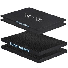 4 PCS Pick Apart Foam Insert 16" x 12" x 2" Black Foam Inserts for Cases
