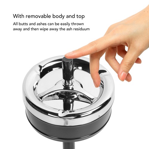 Black Floor Ashtray Self Cleaning Detachable Adjustable Height Standing  - Bild 22 von 24