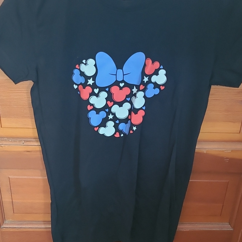 Disney Minnie Mouse Girls L Black Graphic Print Cotton Crew Neck T-Shirt