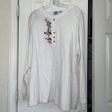 Vintage Looney Tunes Shirt Mens Large White Embroidered Character Henley ACME