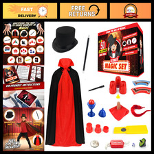Magic Kit for Kids Fun Magic Tricks Set for Ages 6-12 Magician Costume Gui