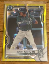 2021 Bowman Draft Baseball 1st Bowman Yellow Lava Refractor Edwin Arroyo #'d /75