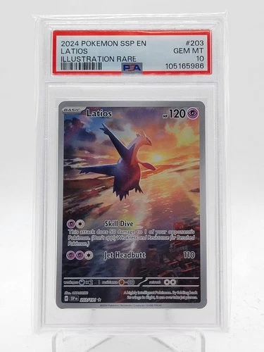 LATIOS 2024 POKEMON SURGING SPARKS ILLUSTRATION RARE #203 PSA 10 Q0895