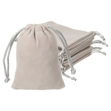 Velvet Bags with Drawstrings 4 x 5 Inch - 10 Pack, Silver 