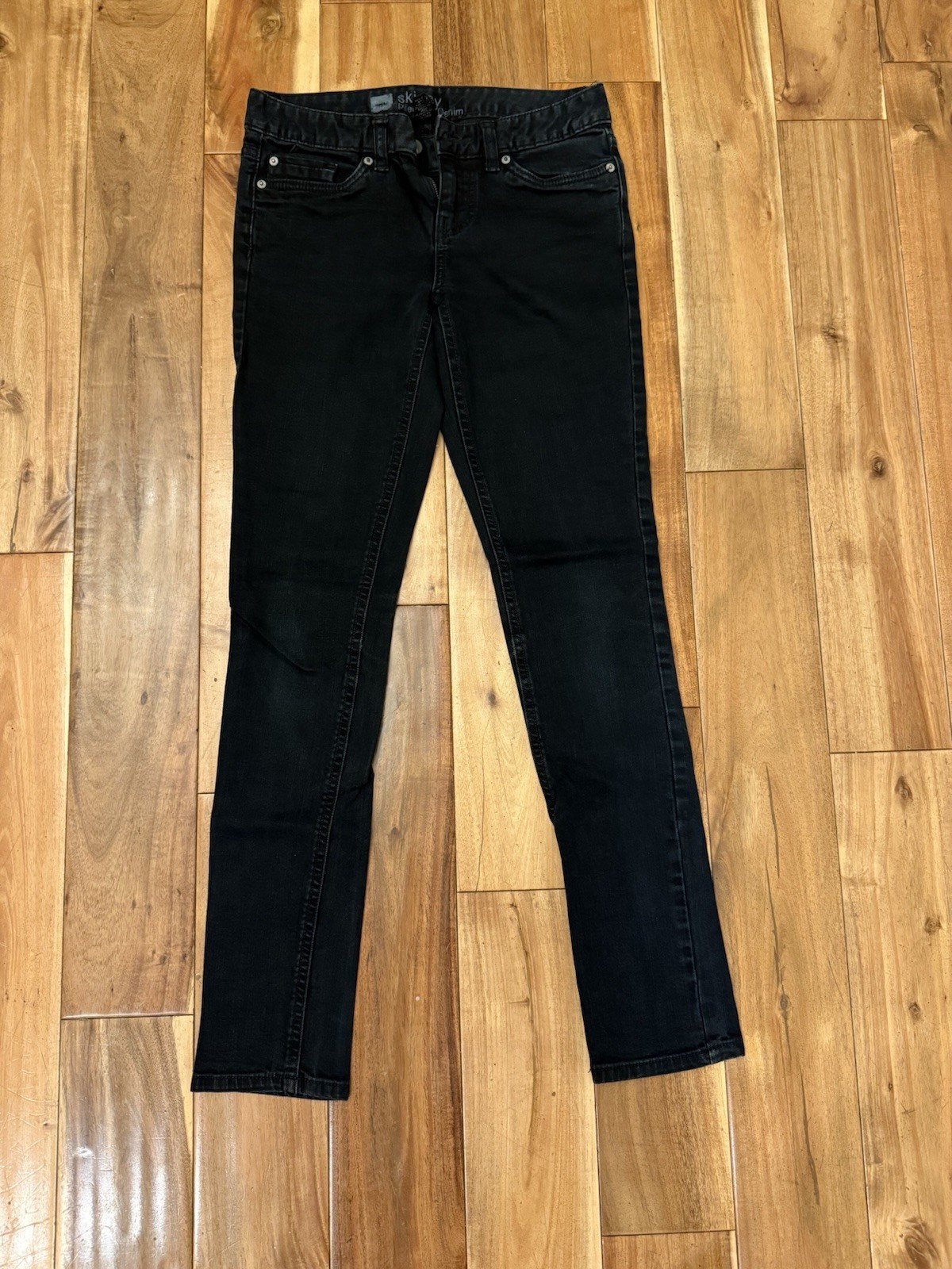 Mossimo Mid Rise Skinny Jeans Womens Size 2/R Black Denim Power Stretch