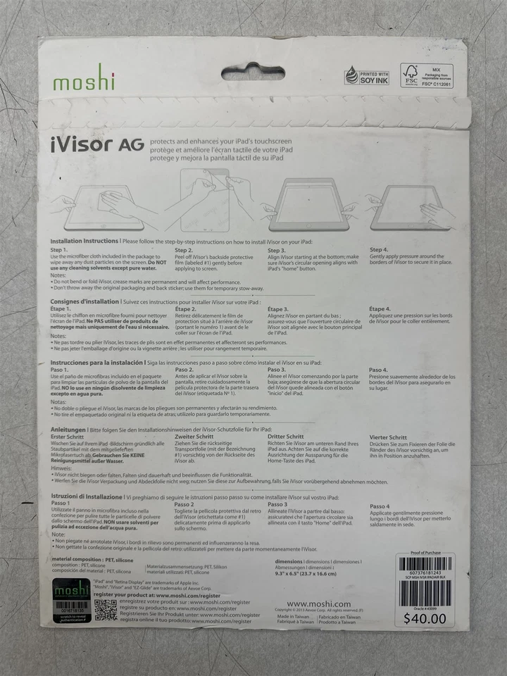 MOSHI iVISOR AG iPAD AIR SCREEN PROTECTOR MATTE ORACLE #43099 NEW OPEN PACKAGE - Image 2 of 4