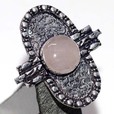 925 Silver Plated Rose Quartz Jewellery Ring Handmade Gemstone Size Us 10 JW