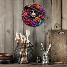 Blue-purple abstract round art, 8" white background