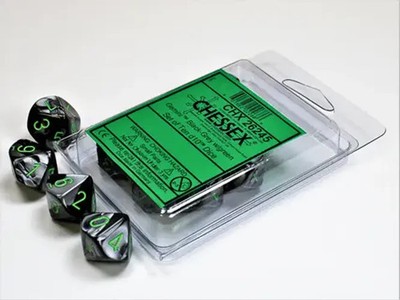 Gemini  Black-Grey/green Set of Ten d10s | deutsch | Chessex | EAN 601982022686