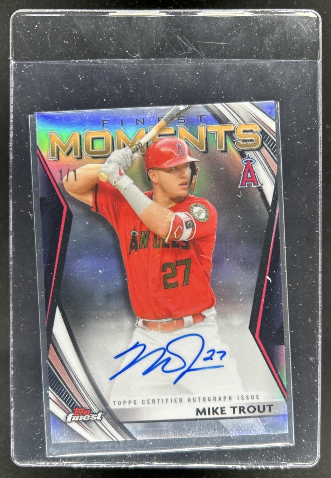 2021 Topps Finest Mike Trout Moments Auto Autograph SuperFractor #1/1 Angels view 1