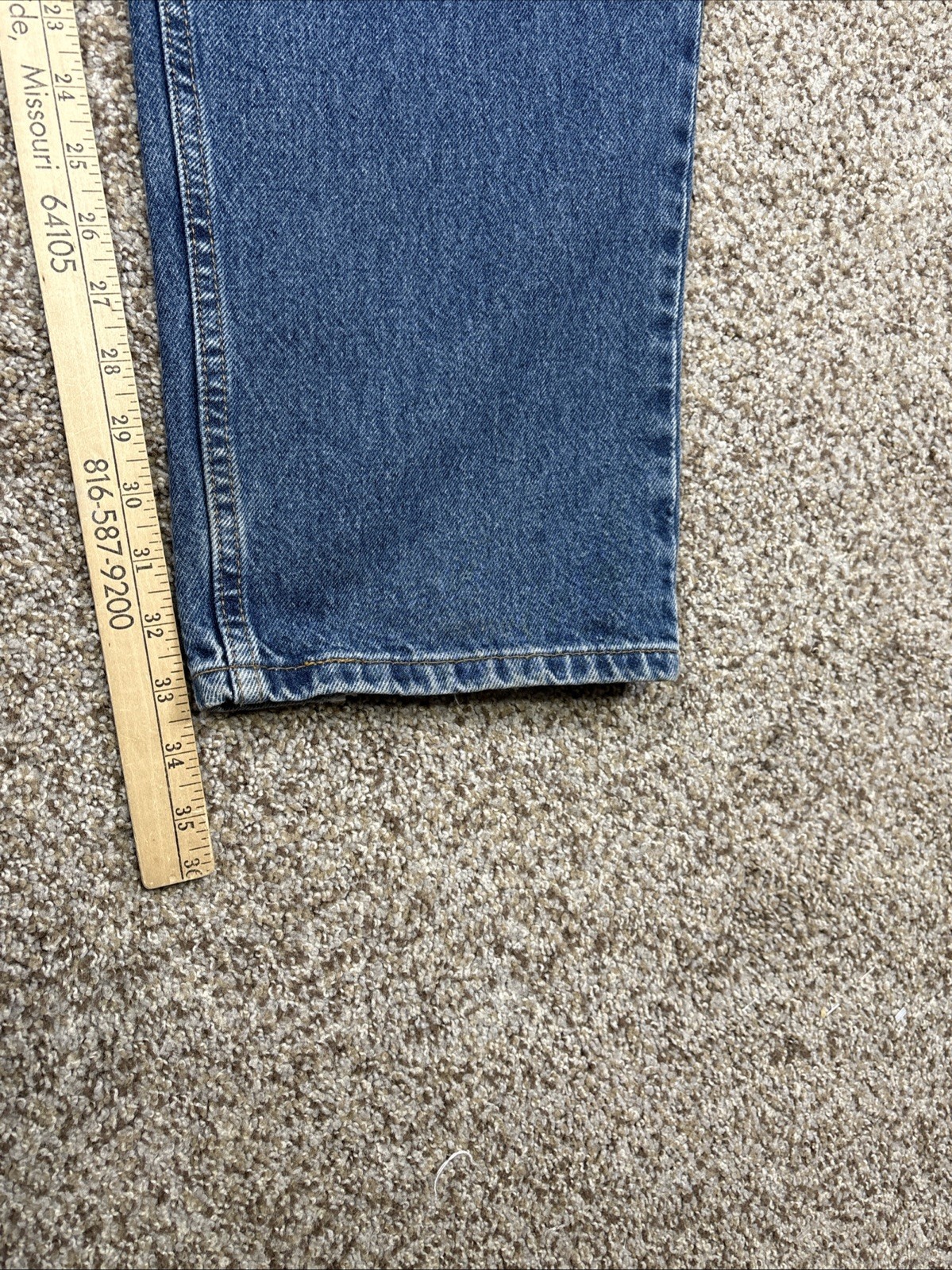 Vintage Levi's 545 Brown Tab Jeans Mens 44x34 (42x33.5) Loose Fit Blue Denim - View 9