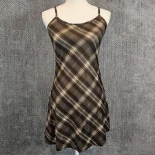 Plaid Cami Mini Dress Womens Medium Adjustable Straps Stretch 90s Style SHEIN
