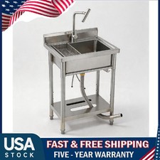 Freestanding Stainless Steel Kitchen Sink, Commercial Single Bowl Utility Sink