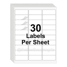 Premium Shipping Address Mailing Labels 1" x 2 5/8" 30 Labels Per Sheet (30 UP)