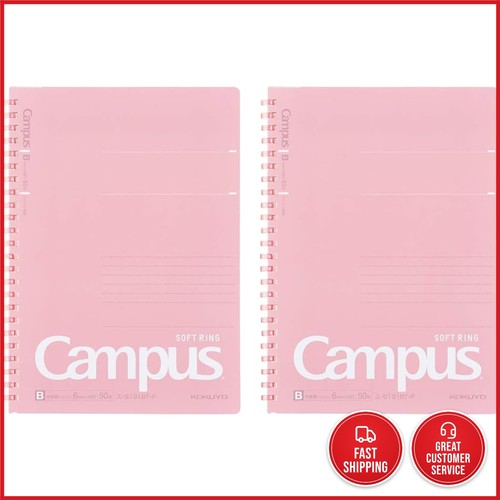 Soft Ring Notebook A5 Pink Dot Ruled 50 Sheets Set of 2