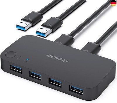 USB 3.0 Switch, USB Switcher 2 Computer Share 4 USB für PC Maus Tastatur 