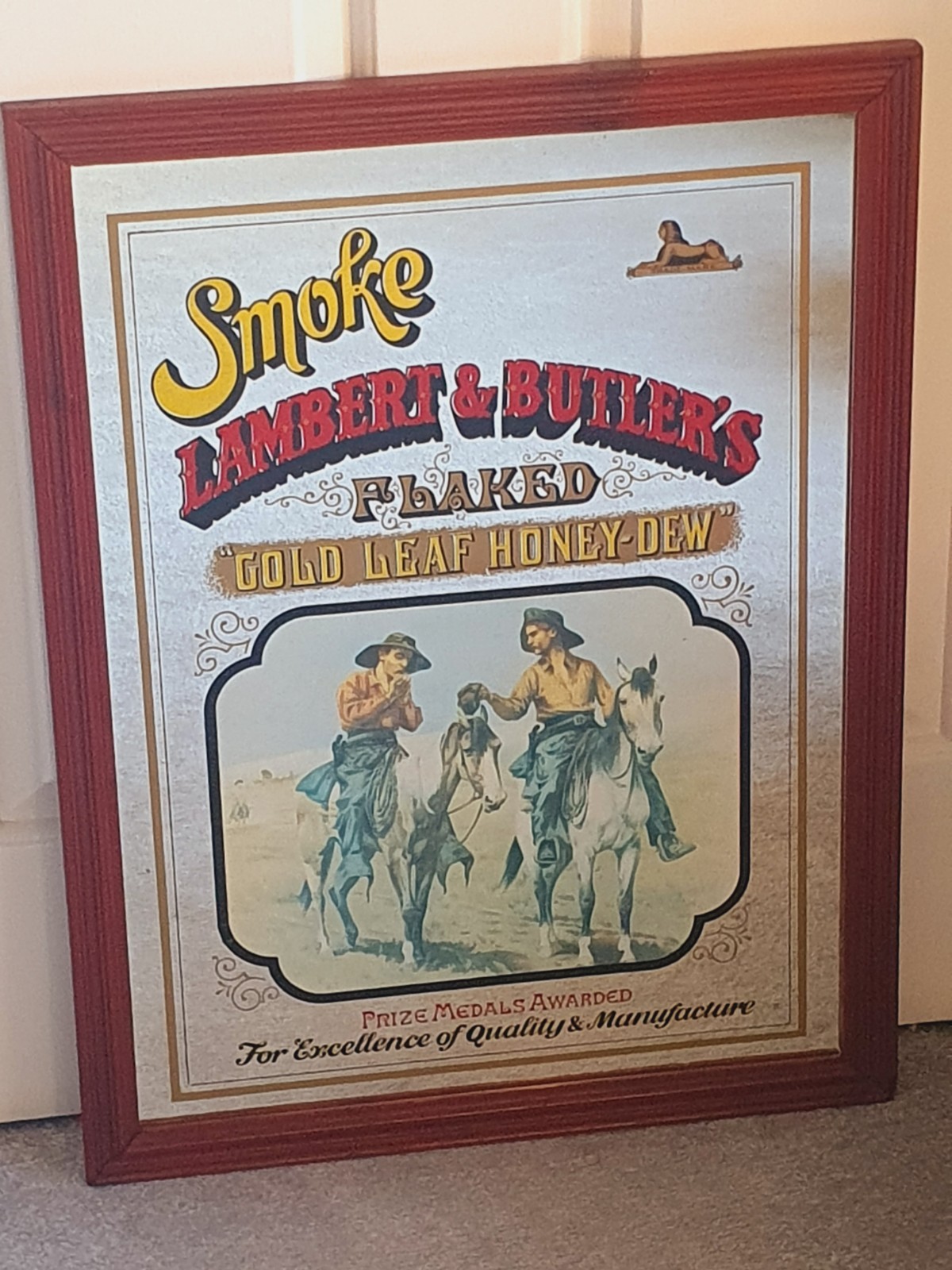 Vintage Lambert & Butler Smoke Gold Flake Large Advertising Original Pub Mirror