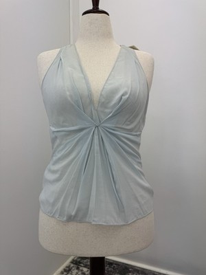 NWT Vintage Leon Max Sky Blue Sleeveless Top- Delicate Silk Like Viscose,  Sz 10