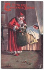 Christmas Santa Sack Children - C.1906 Buchal Artist Signed Tuck Postcard B06