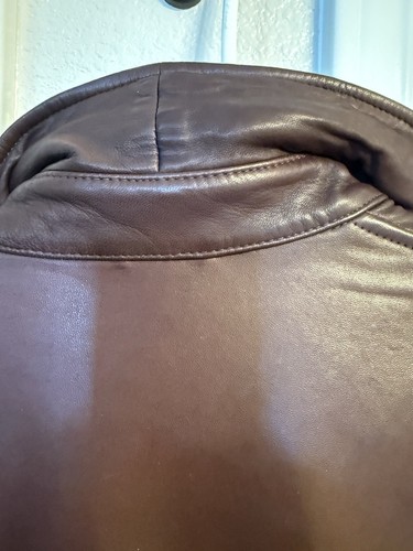 Chaqueta De Colección Polo Ralph Lauren Cuero Suave Para Hombre Pequeña Marrón Pata de Gallo Forrada - Imagen 11 de 15