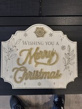 Christmas Decor. Wishing You A Merry Christmas Rustic Looking Wooden Wall sign