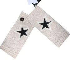 KNITWEAR QUEEN LOLA STAR WRISTLETS CASHMERE WOOL HAND WRIST WARMERS GLOVES NEW