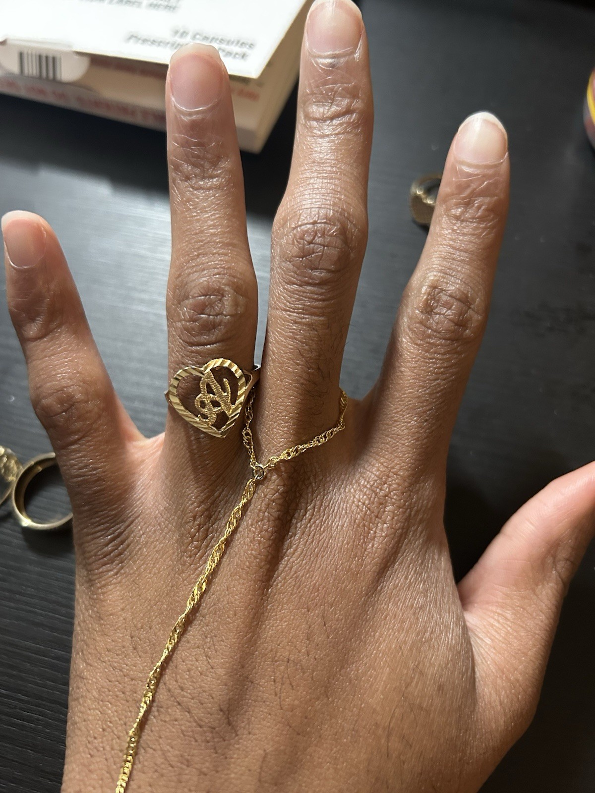 10k Solid Gold Heart Initial Ring - image 3