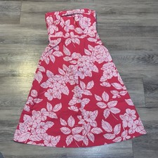 Vintage 90’s Express tropical Hawaiian print cotton stretch strapless Dress 4