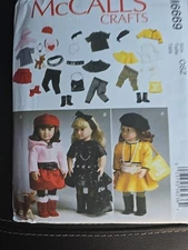 6669 McCall's 18" Parisian Doll Outfits Clothes Dog Sewing Craft Pattern