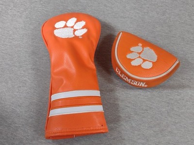 Clemson Tigers Team Golf Club Lot 2 Head Covers Wood Putter Leather Orange *Read