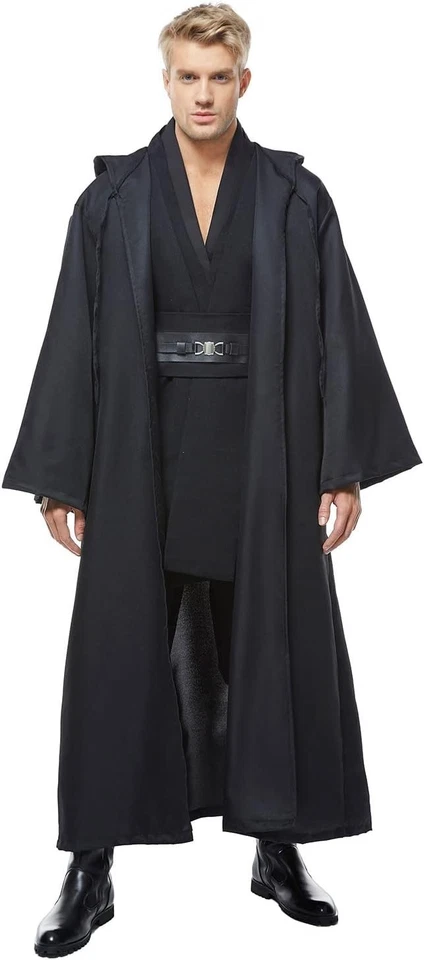 Skywalker Costume Tunic Hooded Robe Men Adult Male Cloak Darth Cosplay Hallow... — 第 2/4 张图片