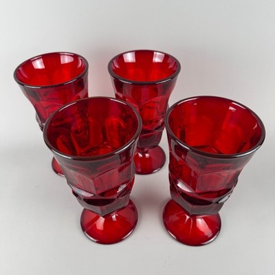 Vtg Set of 4 Fostoria Argus Stem 2770 Ruby Red Footed Iced Tea Goblets 6 5/8''