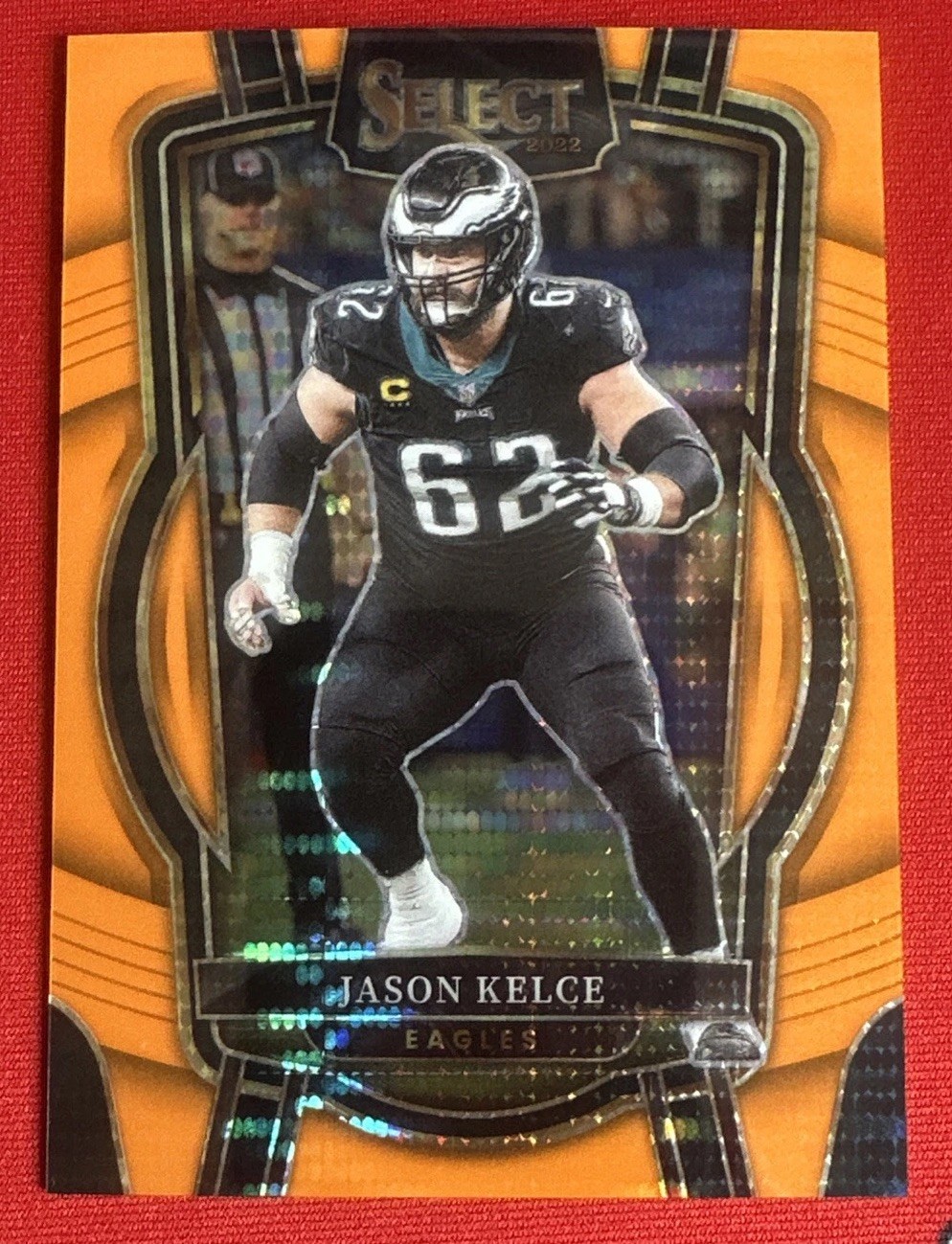 2022 Select Jason Kelce Orange Pulsar Prizm 7/7 Club Level Mint Eagles