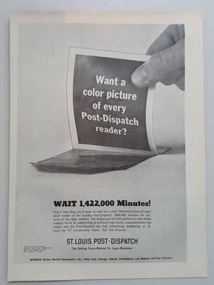 1968 St. Louis Post Dispatch Newspaper Polaroid Vtg Magazine Print Ad