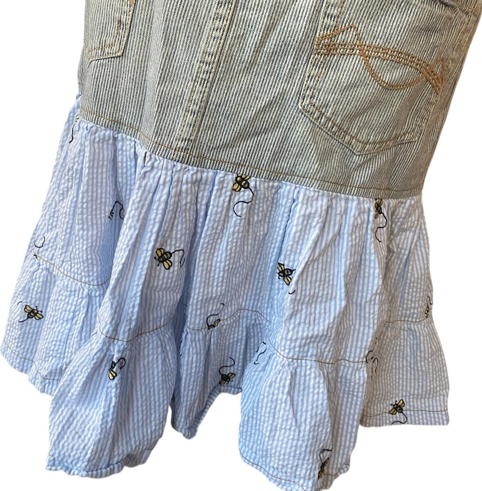 vintage Denim ruffled Skirt Women 12 Winnie Pooh Seersucker Jean Y2k 90s Disney - Image 4 of 4