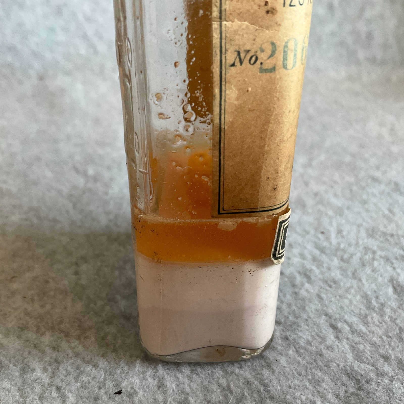 Vtg Corry Pharmacy Glass Bottle w/ Cork Stopper Label Faded Signature Endi Okla