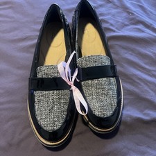 Clarks Women's Tweed and Patent Leather Loafers