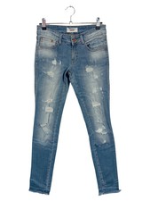 MANGO Damen Destroyed Jeans W24/32/XXS Blau Casual Streetwear