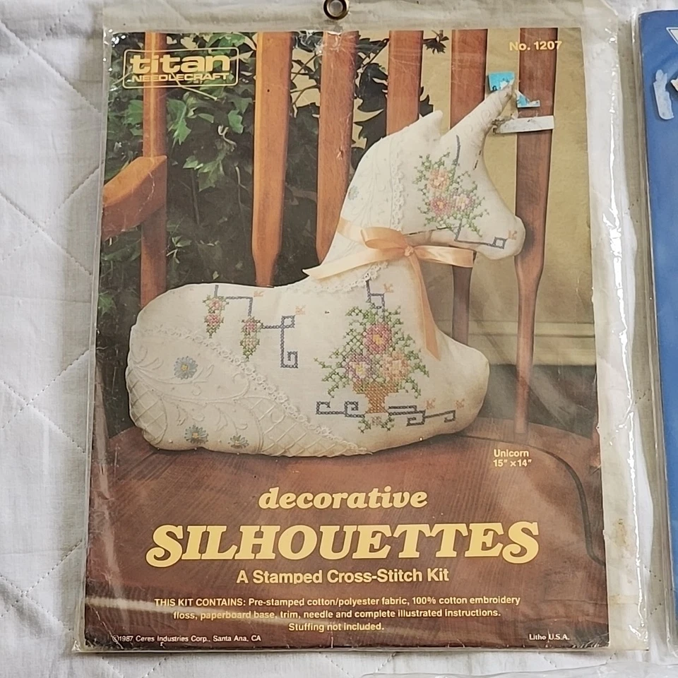 Kit de Almohada Titan Unicornio Punto de Cruz Vogart Bebé Edredón Aguja Lote 3  Foto 2 de 4