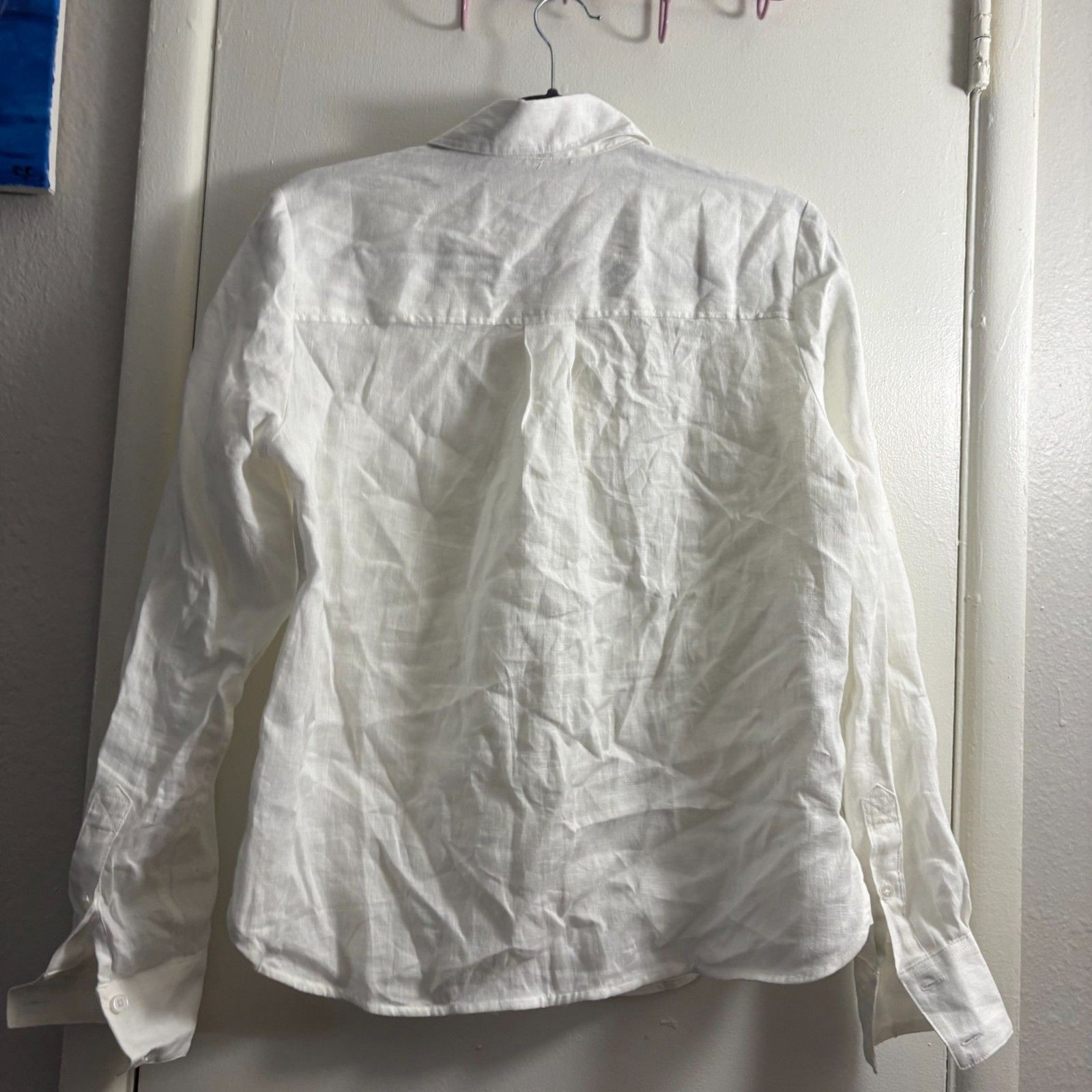 Women's Boden 100% Linen White Button Down Shirt Size 6R