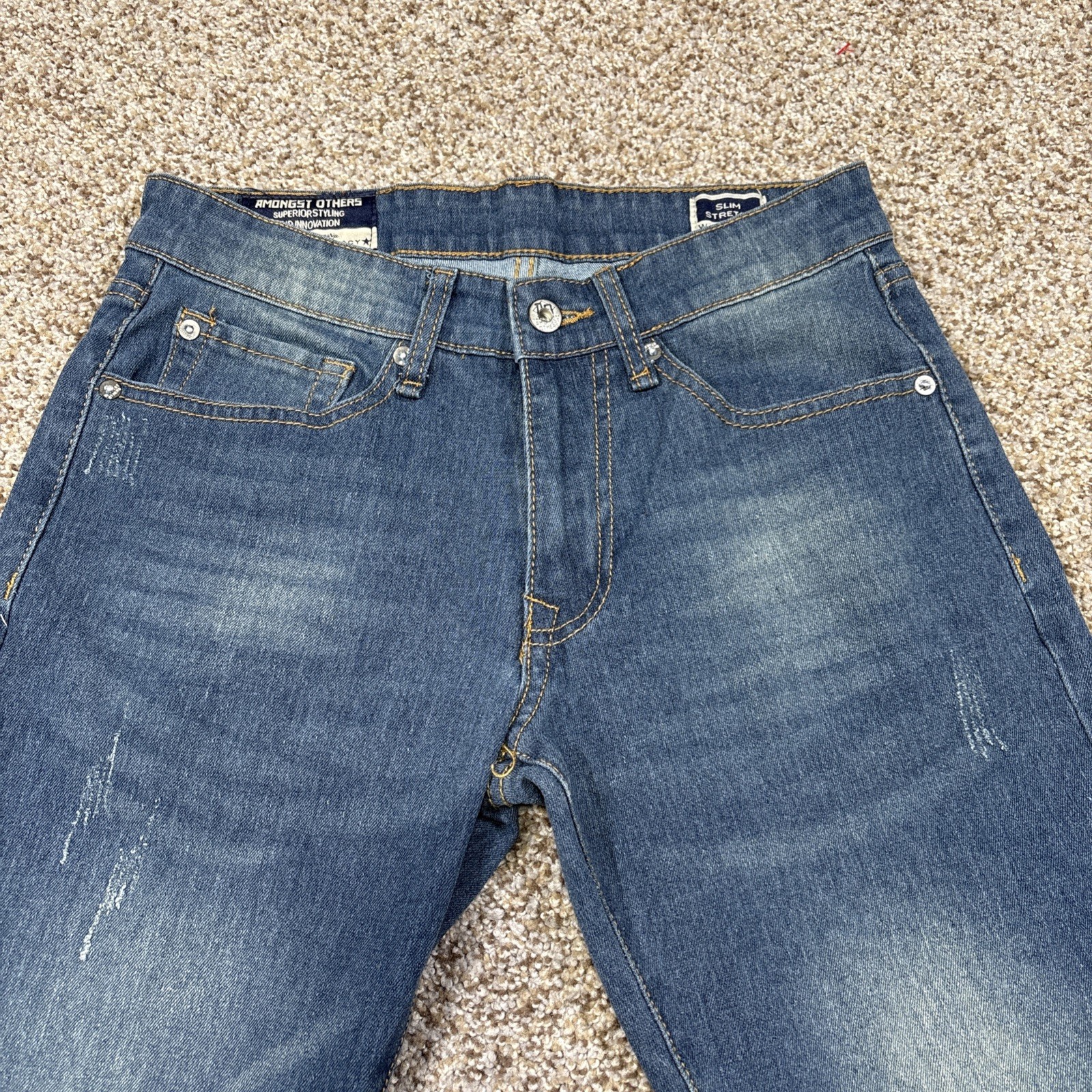 Amongst Others Distressed Slim Stretch  Mens Denim Jeans 28x30 (28x29) - View 2