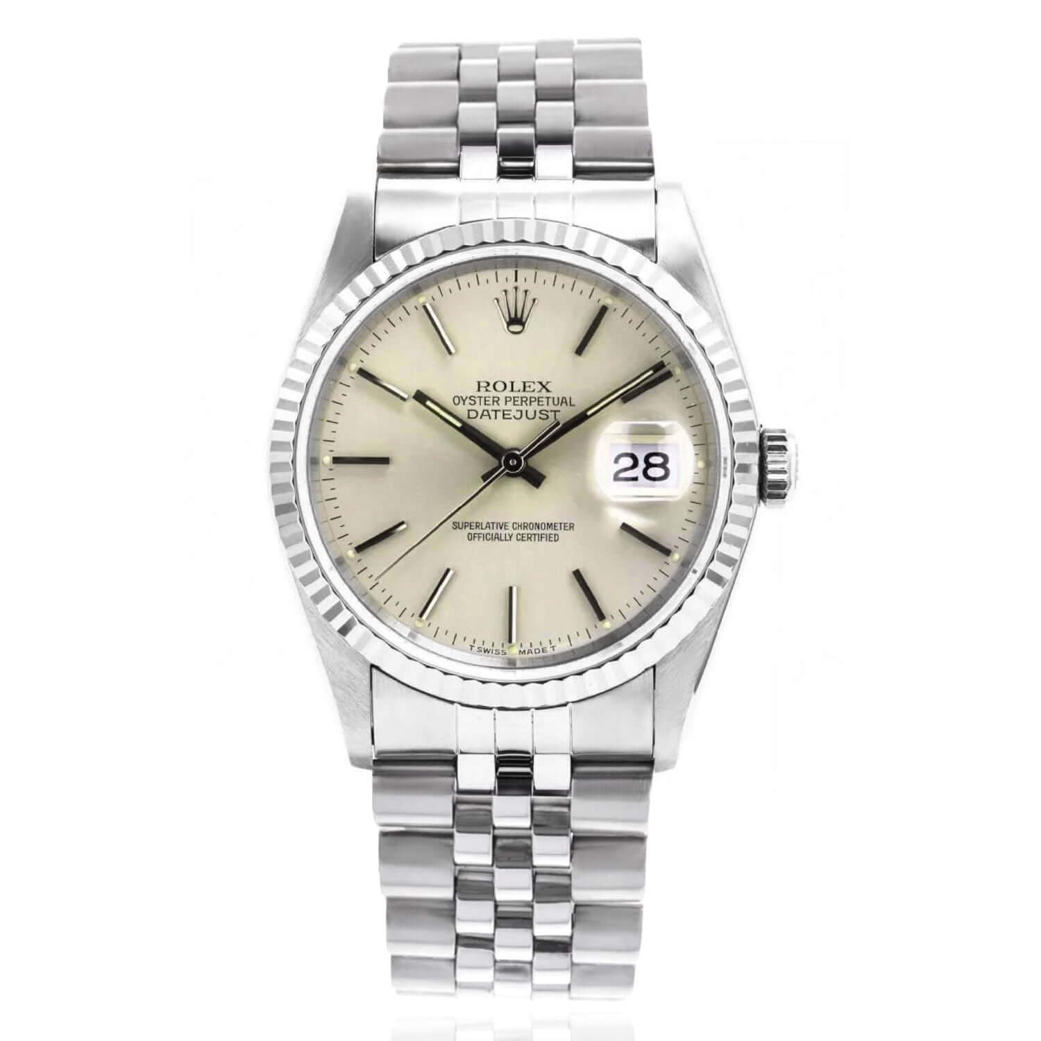 Rolex Datejust 36mm 16234 18K White Gold & Stainless Steel Jubilee Band Watch