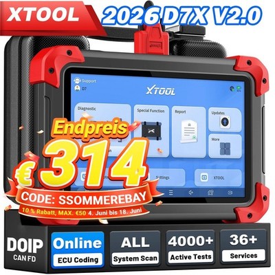 XTOOL D7X OBD2-Diagnosegerät Bidirektionale Codeleser ECU-Codierung 39+ Resets