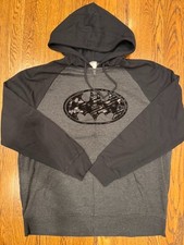DC Comics Batman Symbol Zip Up Hoodie Gray Mens Size M New